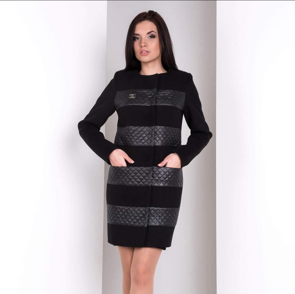 DESIGNER FASHION LEATHER WOOL WOMEN COAT